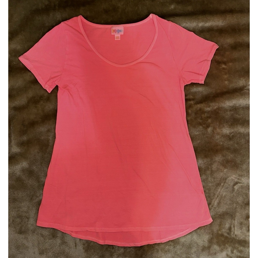 Lularoe Top Size XXS Short Sleeve Pullover Hi-low Neon Bright Pink